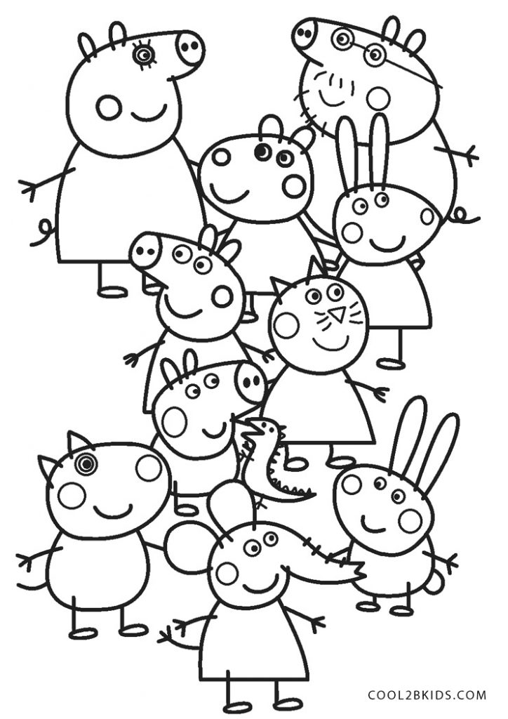 Cheerful Peppa Pig Coloring Pages Printable 2