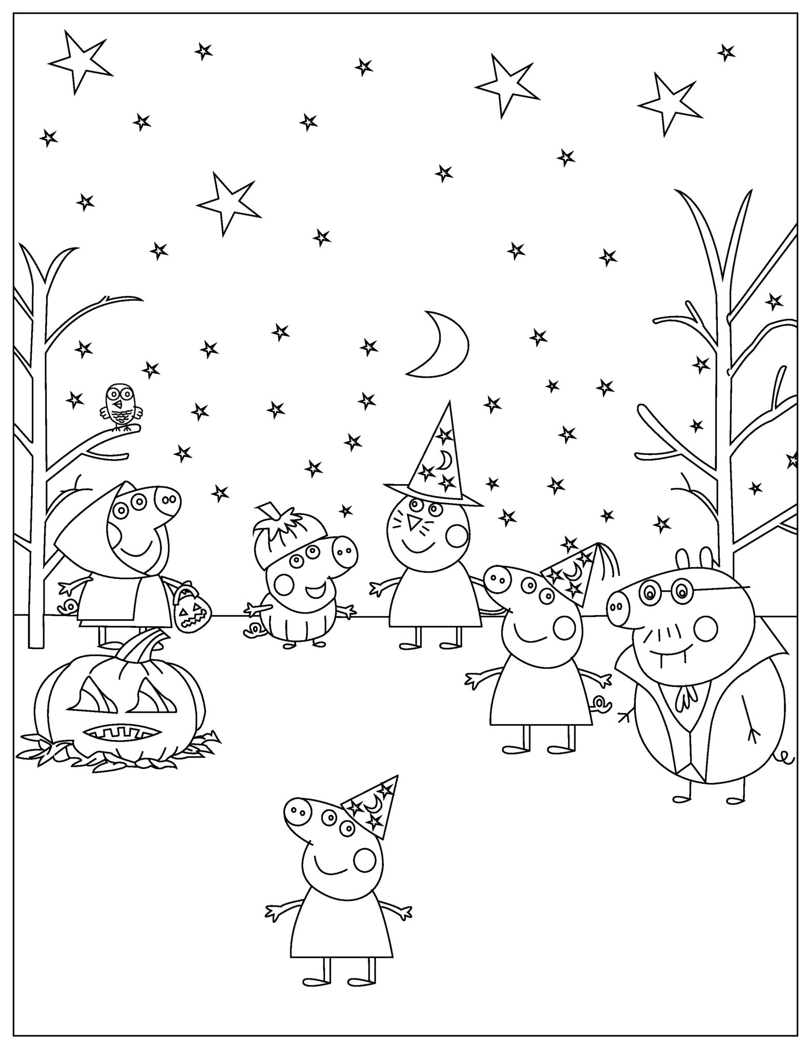 Cheerful Peppa Pig Coloring Pages Printable 24