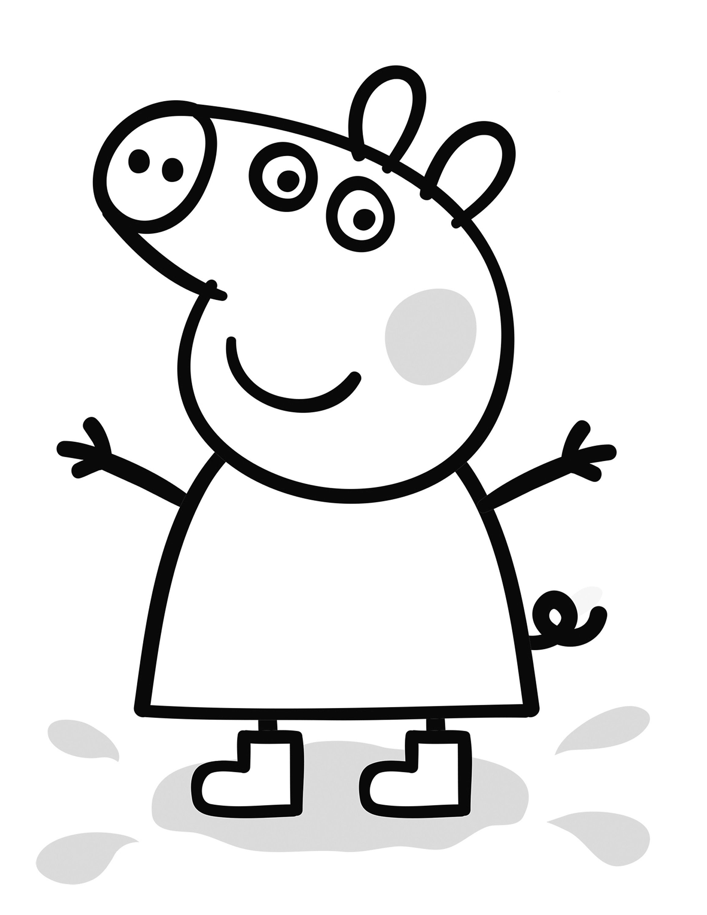 Cheerful Peppa Pig Coloring Pages Printable 25