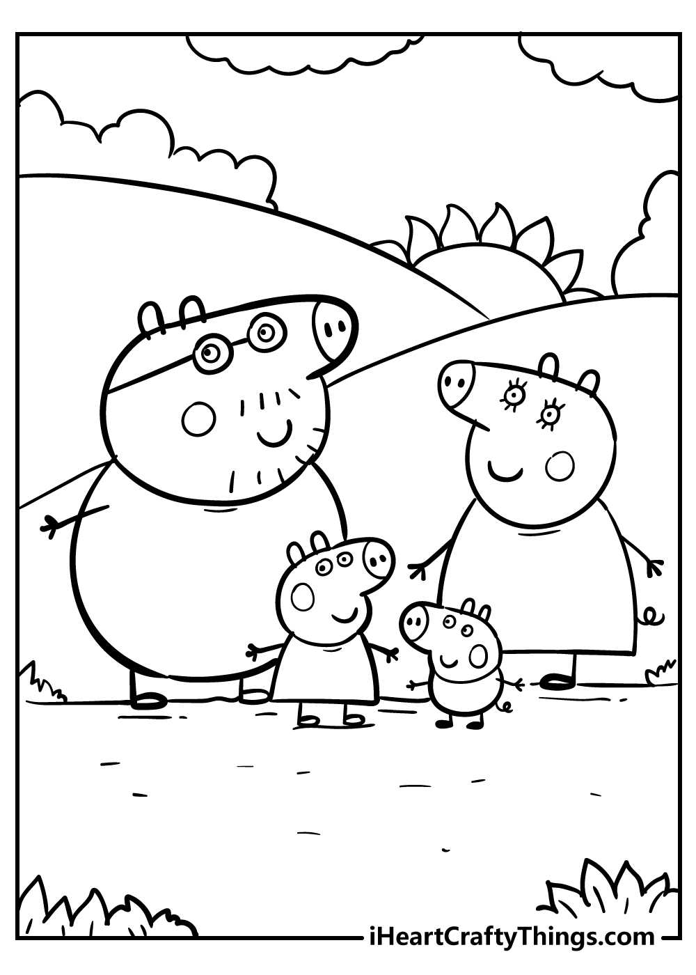 Cheerful Peppa Pig Coloring Pages Printable 28