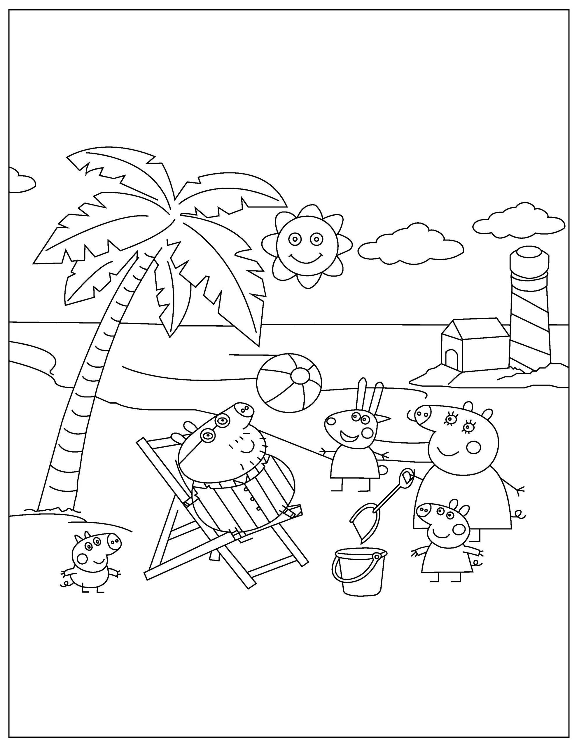 Cheerful Peppa Pig Coloring Pages Printable 30