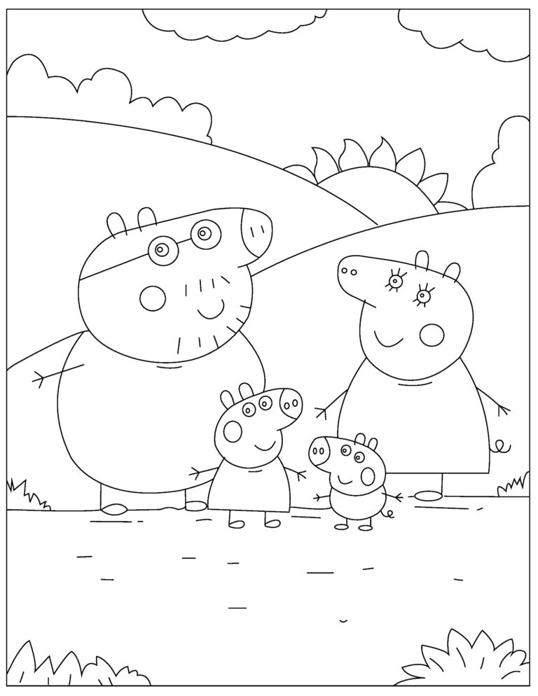 Cheerful Peppa Pig Coloring Pages Printable 33