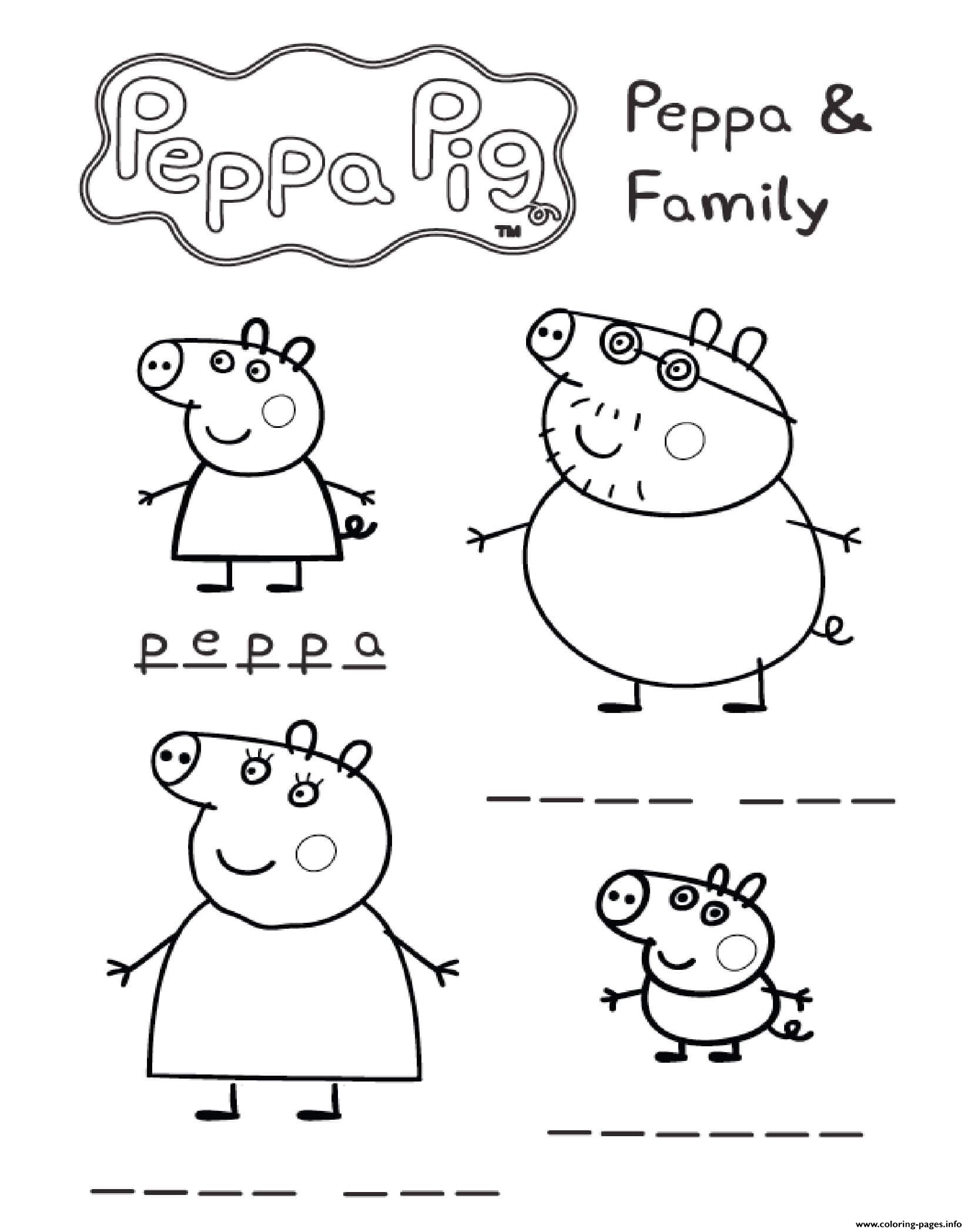 Cheerful Peppa Pig Coloring Pages Printable 34