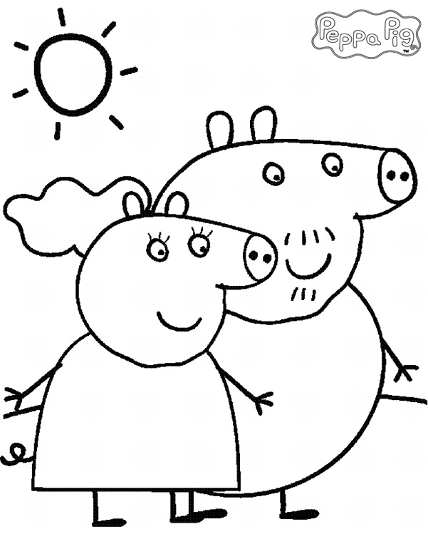 Cheerful Peppa Pig Coloring Pages Printable 35