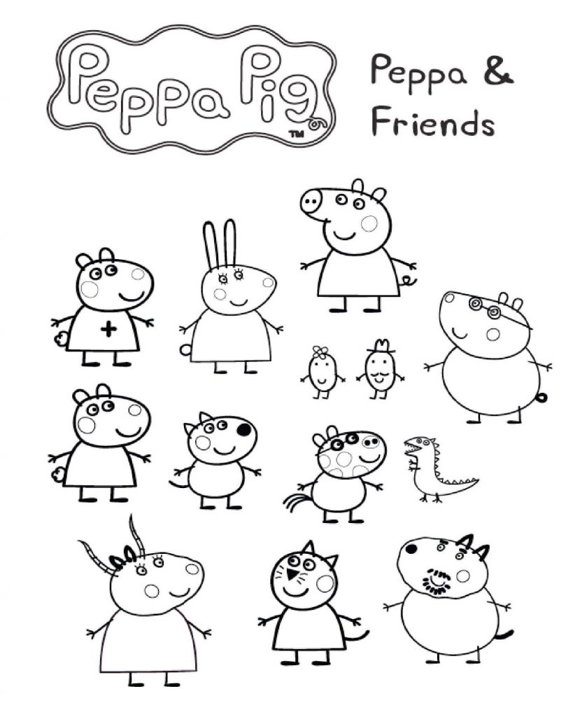 Cheerful Peppa Pig Coloring Pages Printable 5