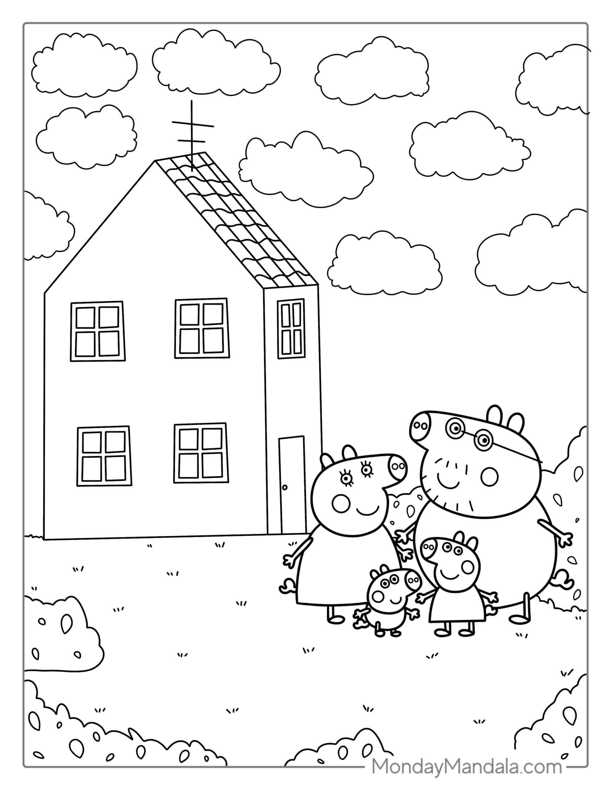 Cheerful Peppa Pig Coloring Pages Printable 9