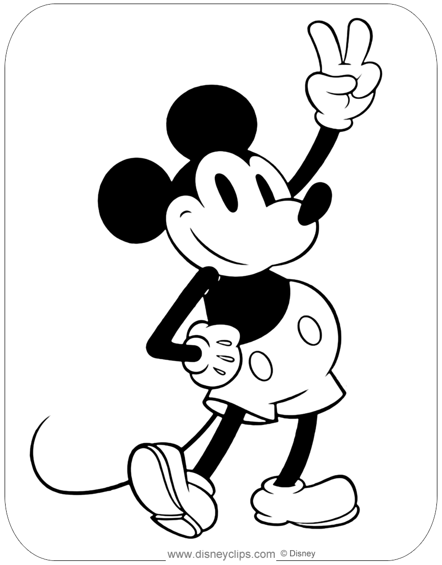 Classic Mickey Mouse Coloring Pages Printable 1