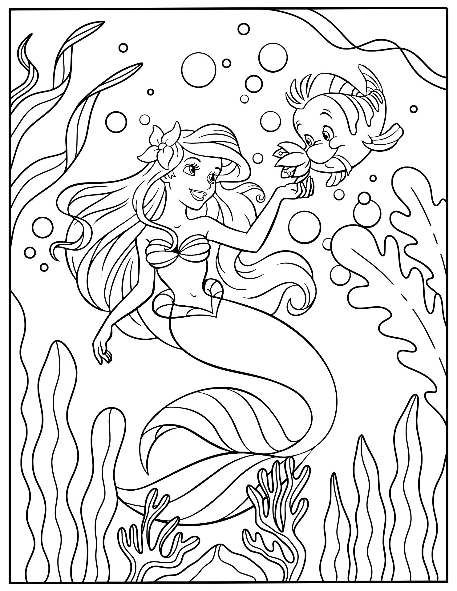 Enchanting Ariel Coloring Pages Printable 1