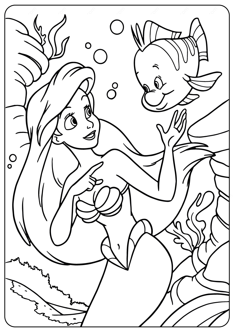 Enchanting Ariel Coloring Pages Printable 13