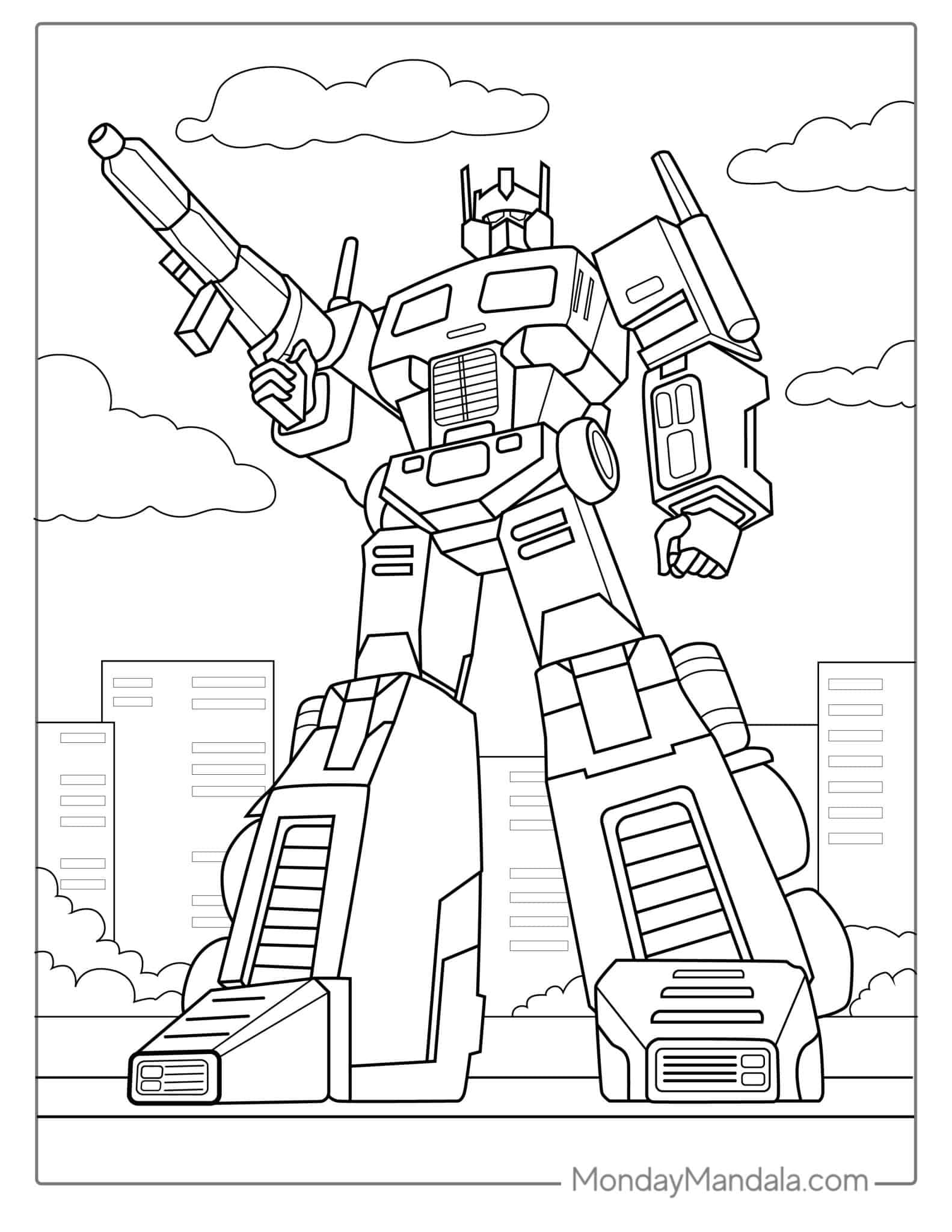 Exciting Transformers Coloring Pages Printable 1