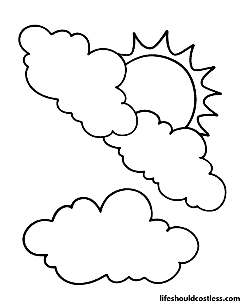 Fluffy Cloud Coloring Pages Printable 26