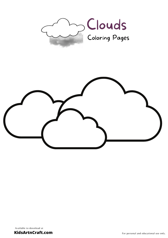 Fluffy Cloud Coloring Pages Printable 28