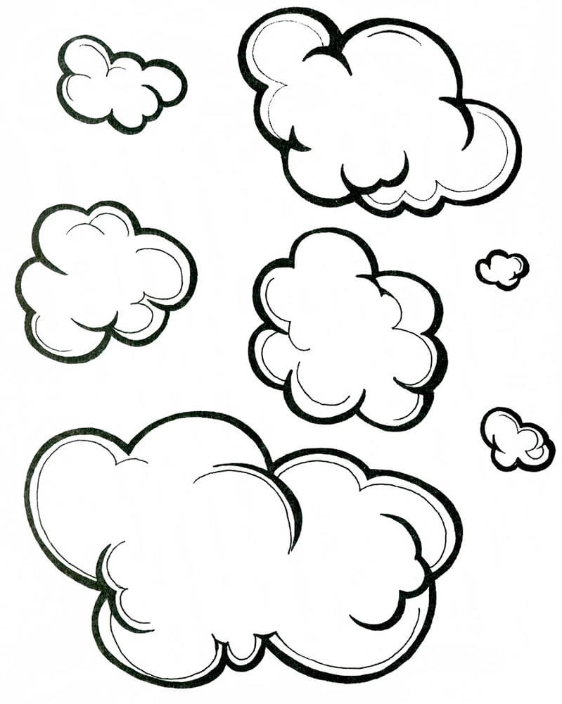 Fluffy Cloud Coloring Pages Printable 3