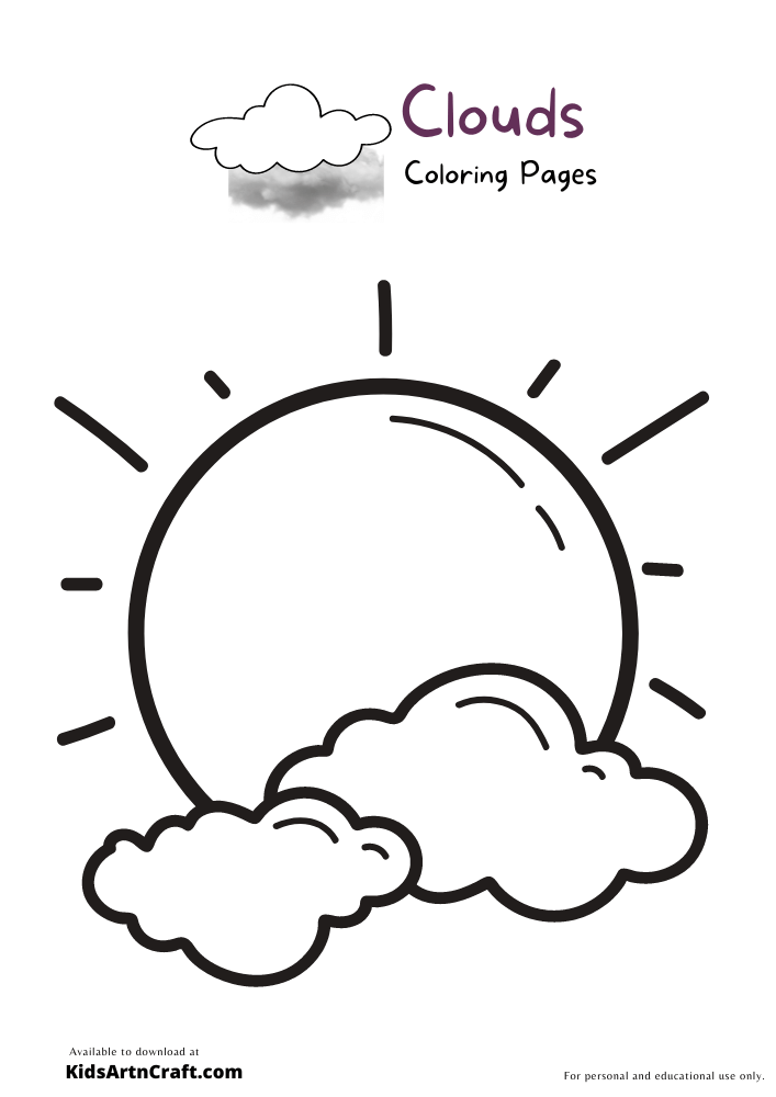 Fluffy Cloud Coloring Pages Printable 33