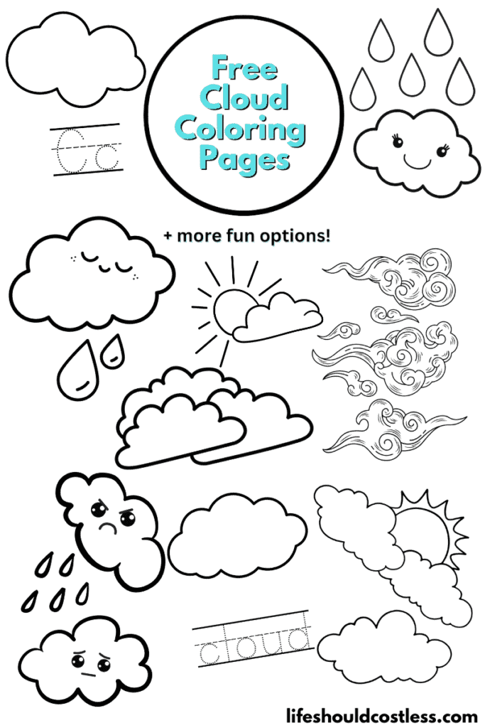 Fluffy Cloud Coloring Pages Printable 7