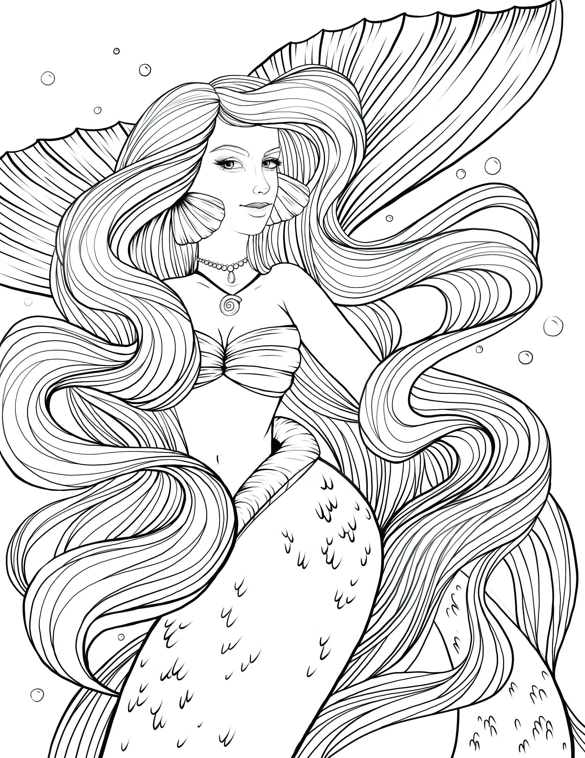 Mystical Mermaid Coloring Pages Printable 1