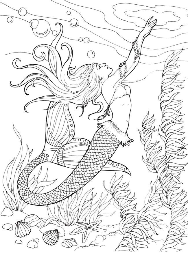 Mystical Mermaid Coloring Pages Printable 11