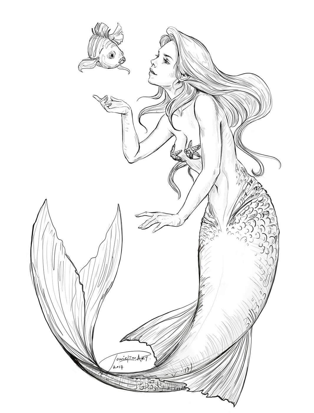 Mystical Mermaid Coloring Pages Printable 12