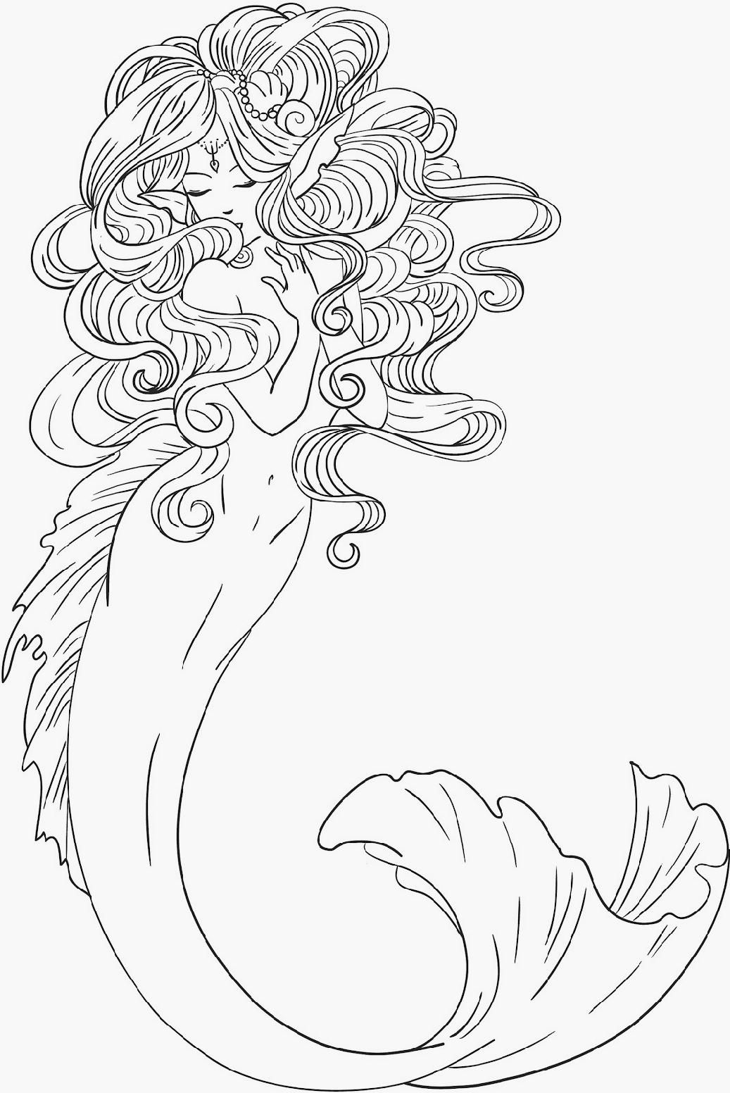 Mystical Mermaid Coloring Pages Printable 19