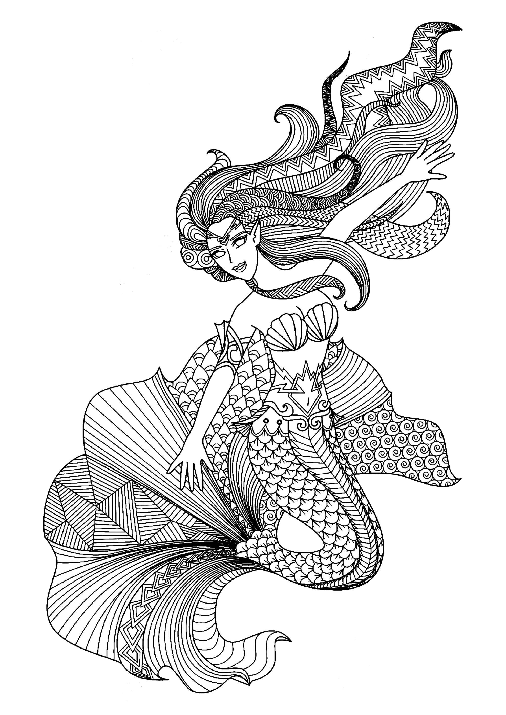 Mystical Mermaid Coloring Pages Printable 21