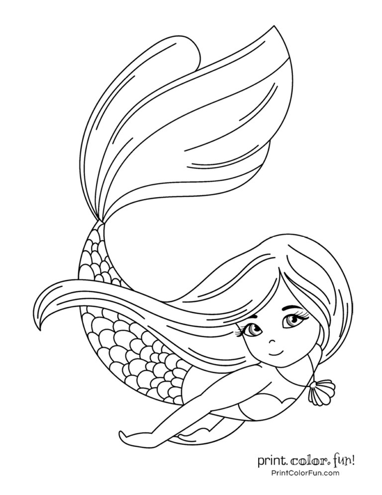 Mystical Mermaid Coloring Pages Printable 28