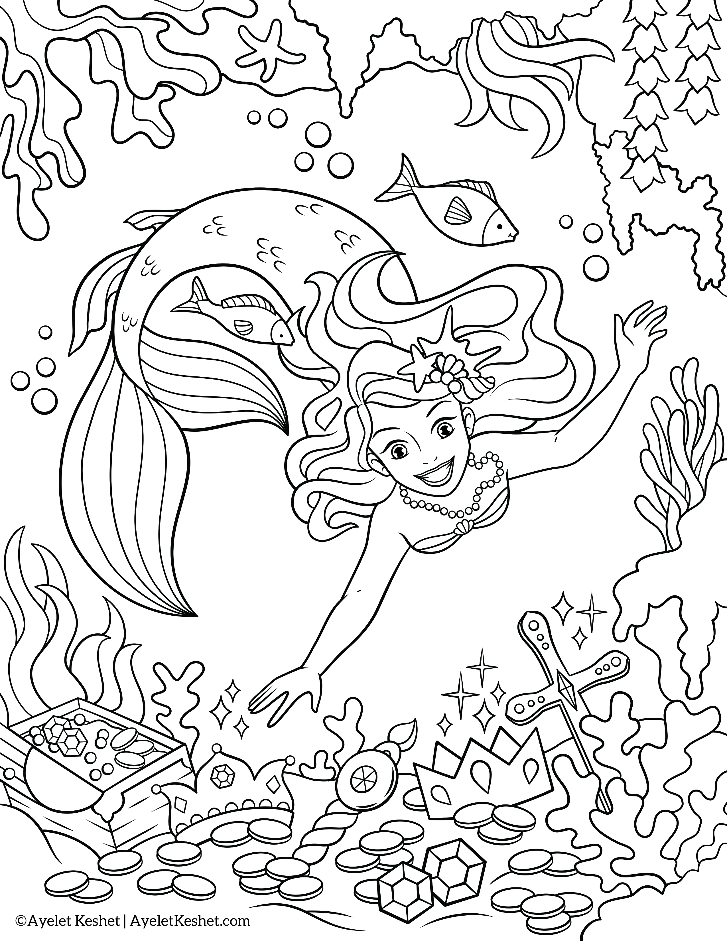 Mystical Mermaid Coloring Pages Printable 34