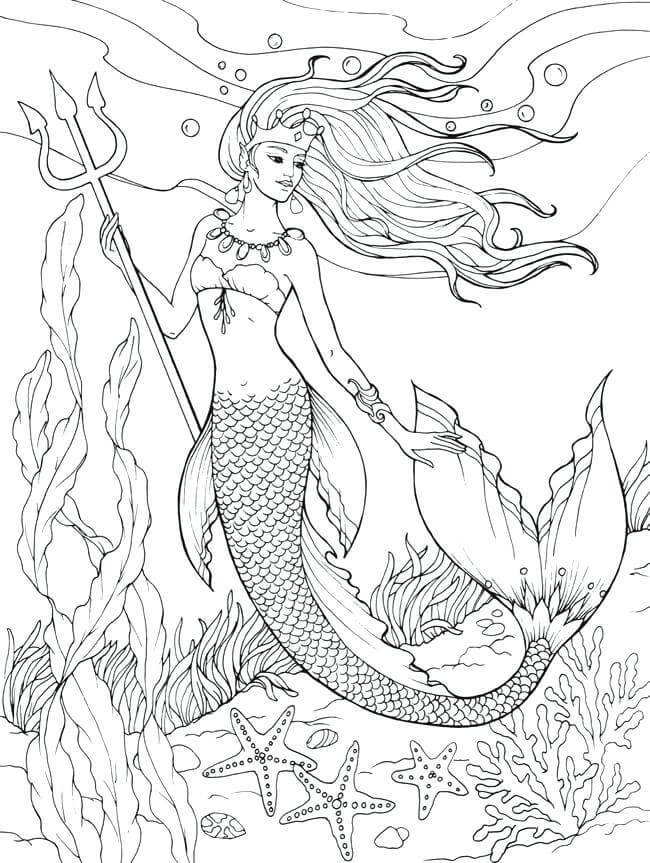 Mystical Mermaid Coloring Pages Printable 7