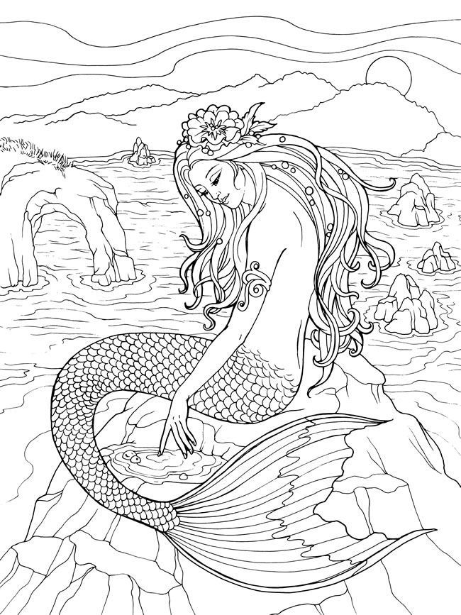 Mystical Mermaid Coloring Pages Printable 8