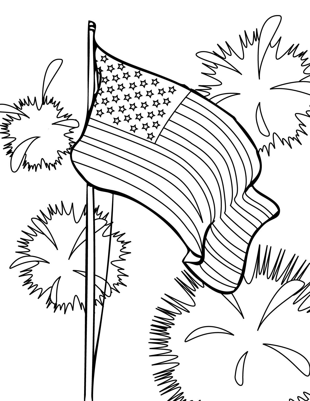 Patriotic American Flag Coloring Pages Printable 1