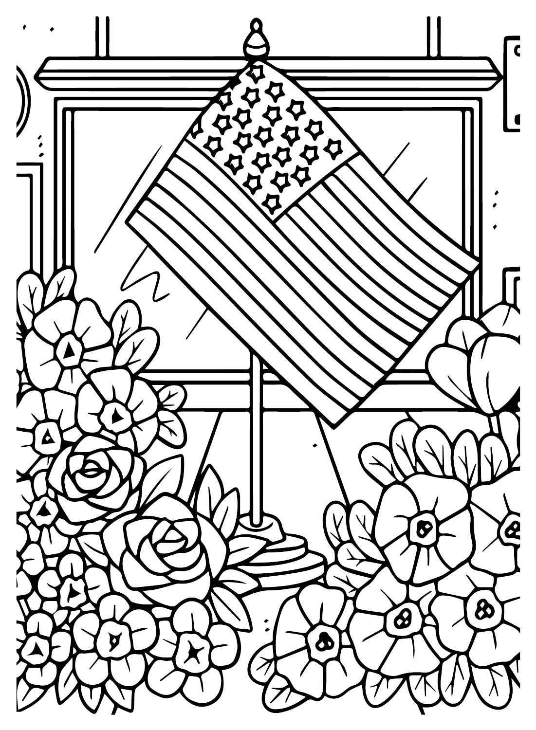 Patriotic American Flag Coloring Pages Printable 15