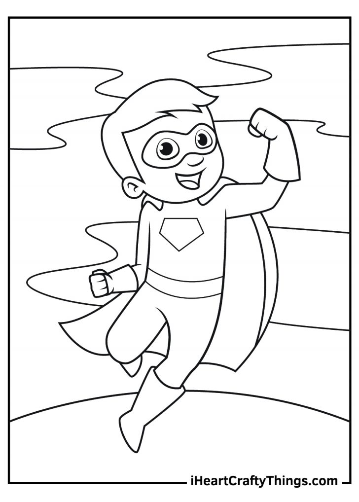 Powerful Superhero Coloring Pages Printable 1