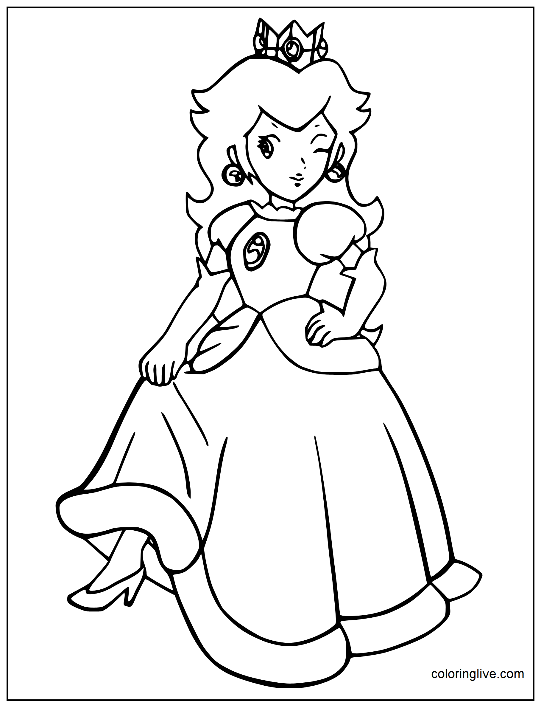 Royal Princess Peach Coloring Pages Printable 2