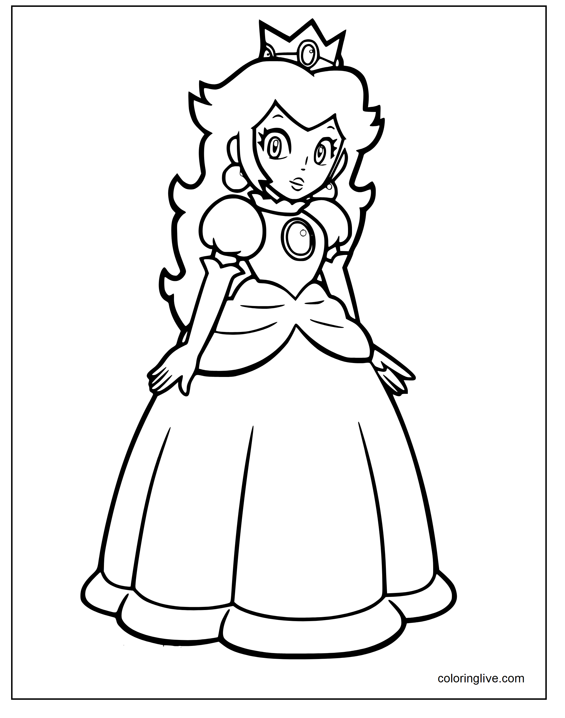 Royal Princess Peach Coloring Pages Printable 25