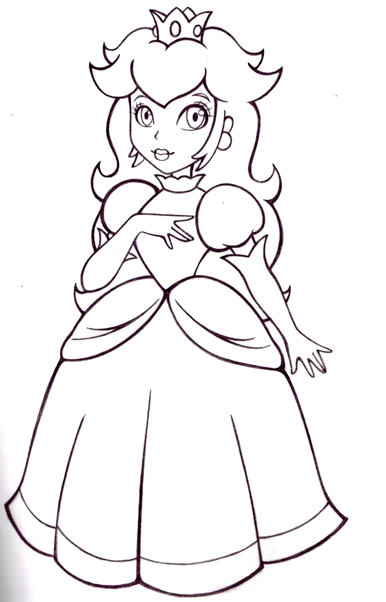 Royal Princess Peach Coloring Pages Printable 3