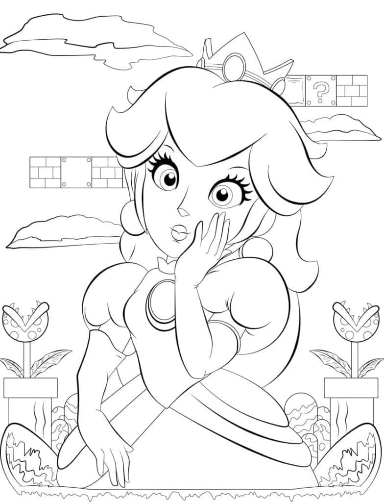 Royal Princess Peach Coloring Pages Printable 31