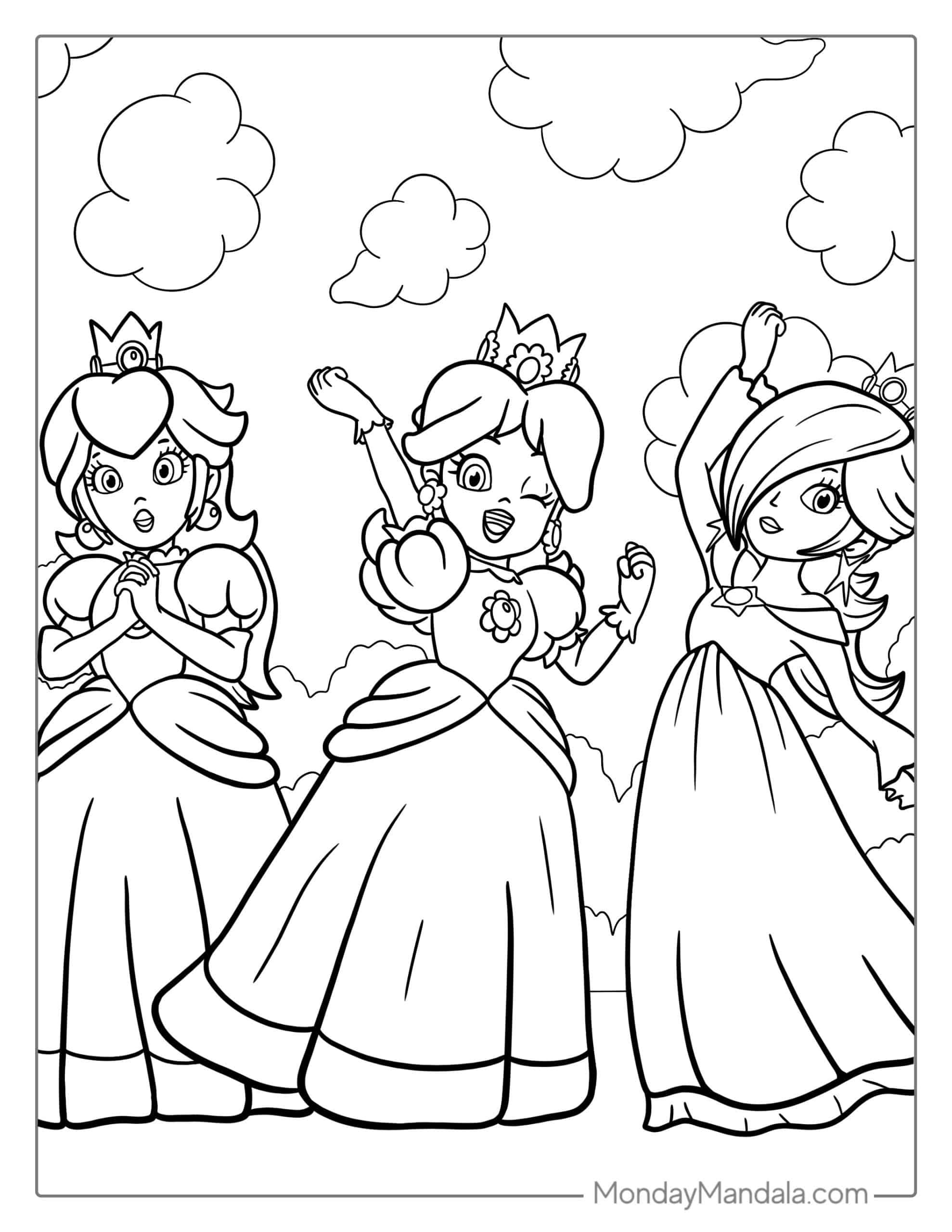 Royal Princess Peach Coloring Pages Printable 33