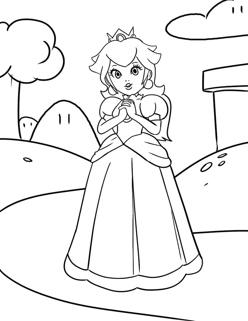 Royal Princess Peach Coloring Pages Printable 9