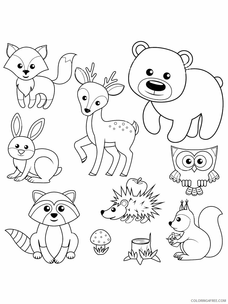 Woodland Forest Animals Coloring Pages Printable 1