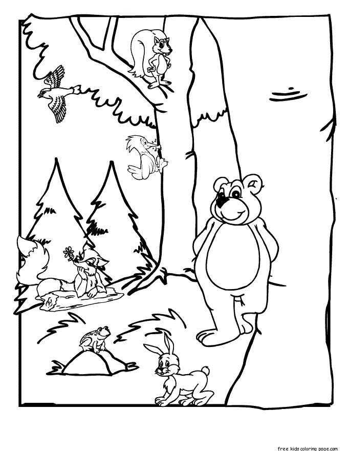 Woodland Forest Animals Coloring Pages Printable 3