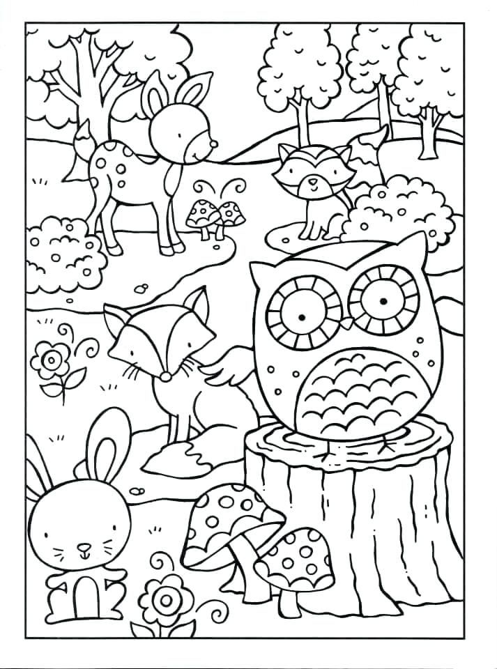 Woodland Forest Animals Coloring Pages Printable 35