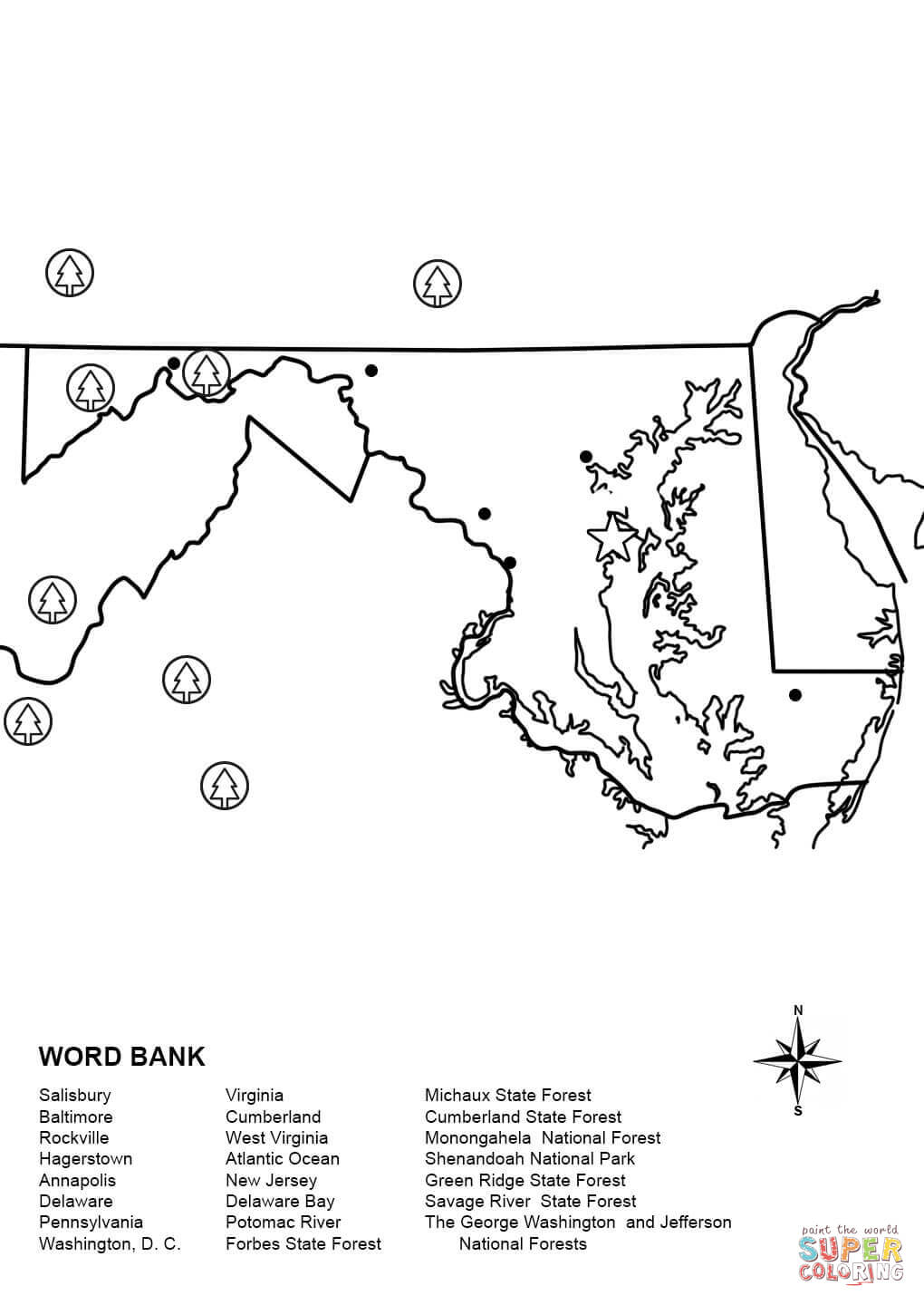 30 Educational Maps Coloring Pages Printable 18