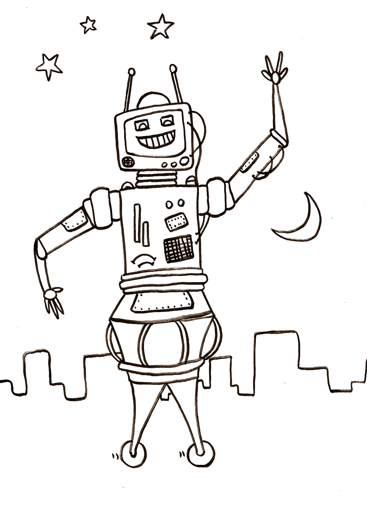 30 Futuristic Robots Coloring Pages Printable 16