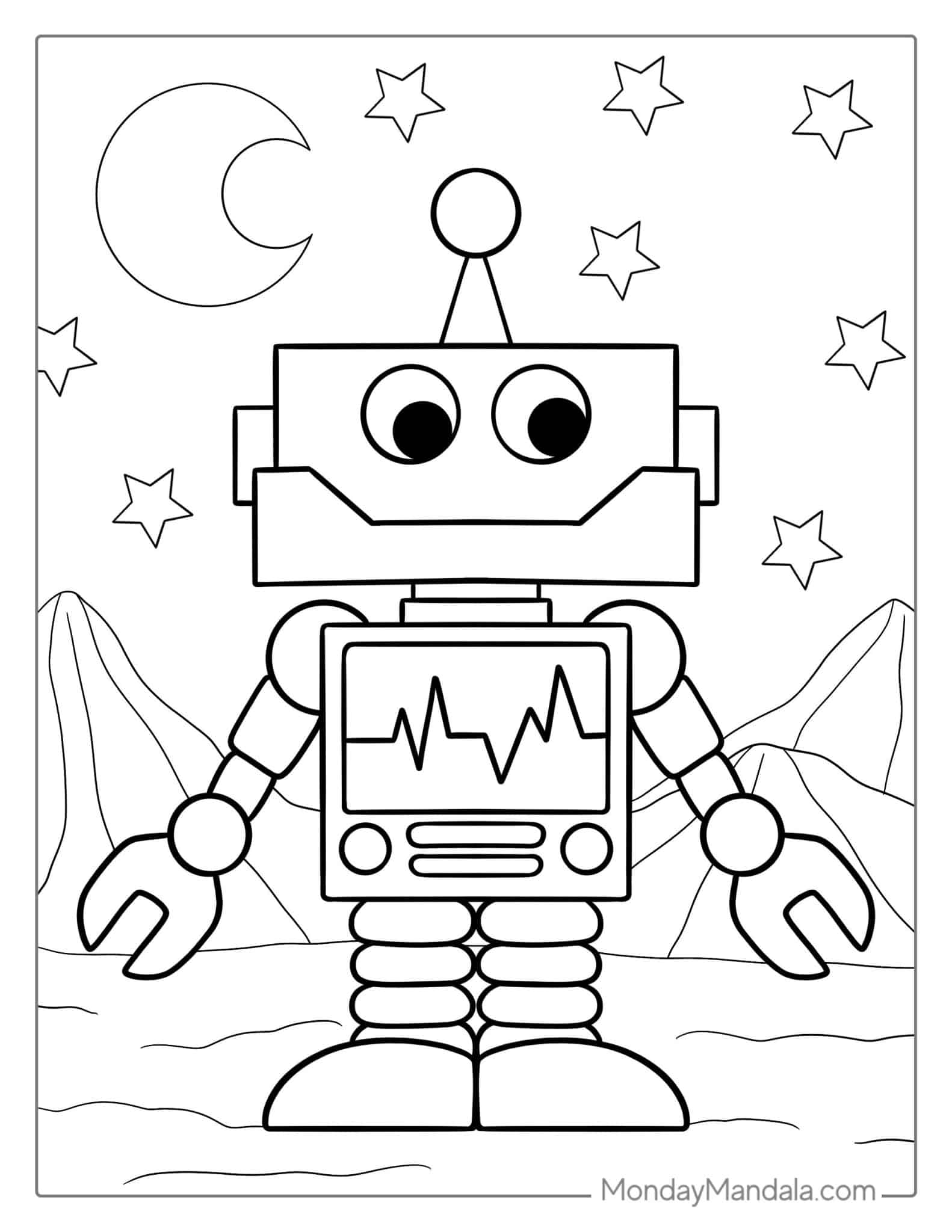 30 Futuristic Robots Coloring Pages Printable 26