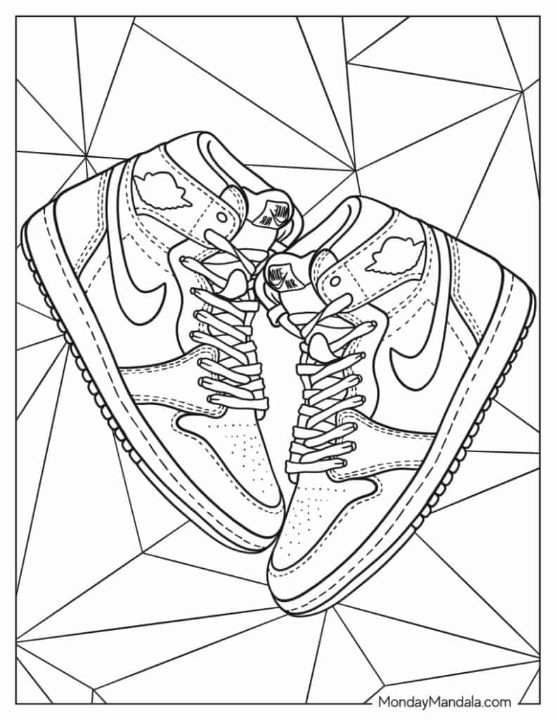 30 Trendy Nike Sneaker Coloring Pages Printable 1