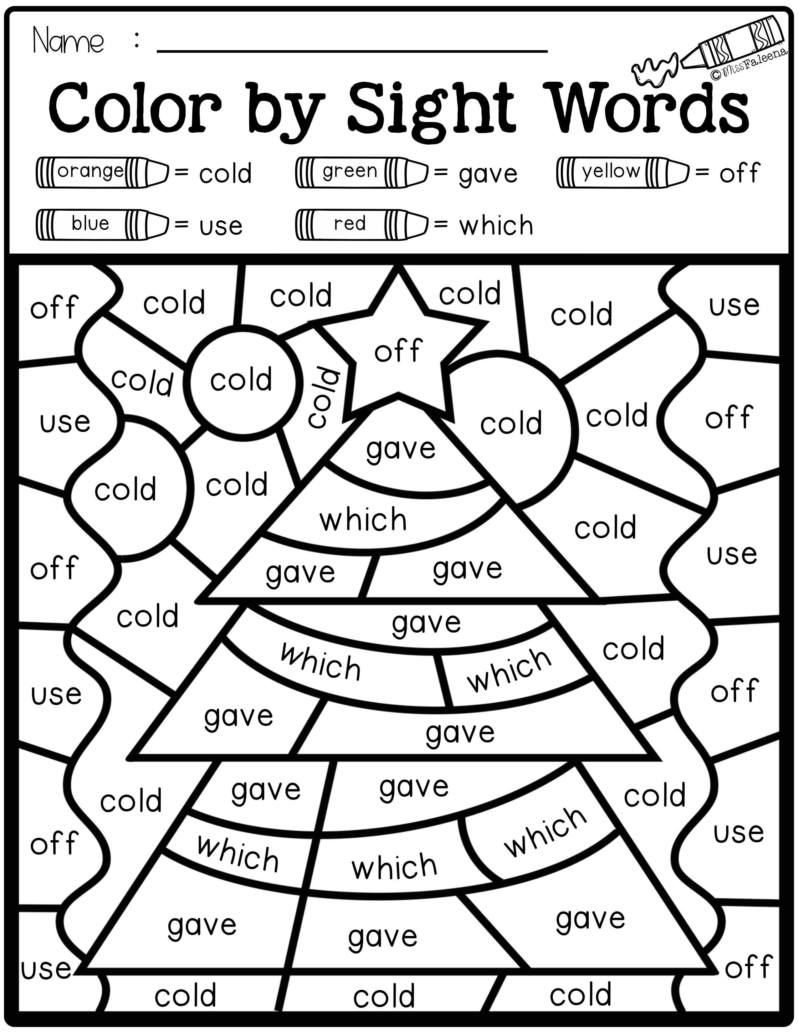 31 Christmas Coloring Pages with Sight Words Printable 1