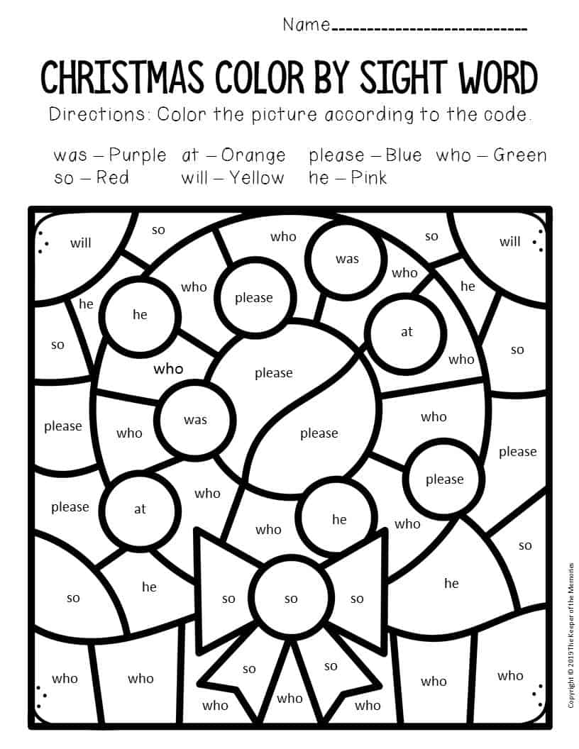 31 Christmas Coloring Pages with Sight Words Printable 15