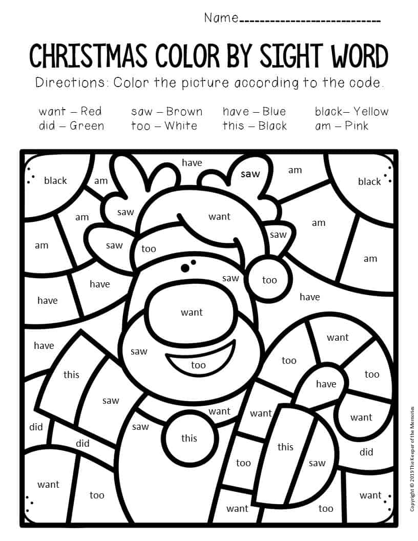 31 Christmas Coloring Pages with Sight Words Printable 19