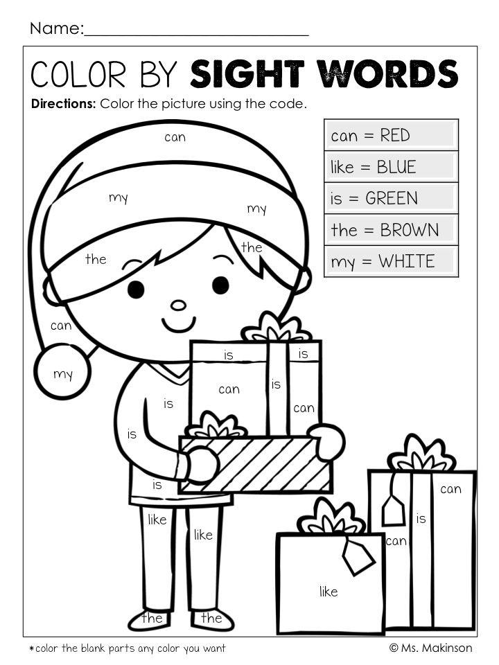 31 Christmas Coloring Pages with Sight Words Printable 2