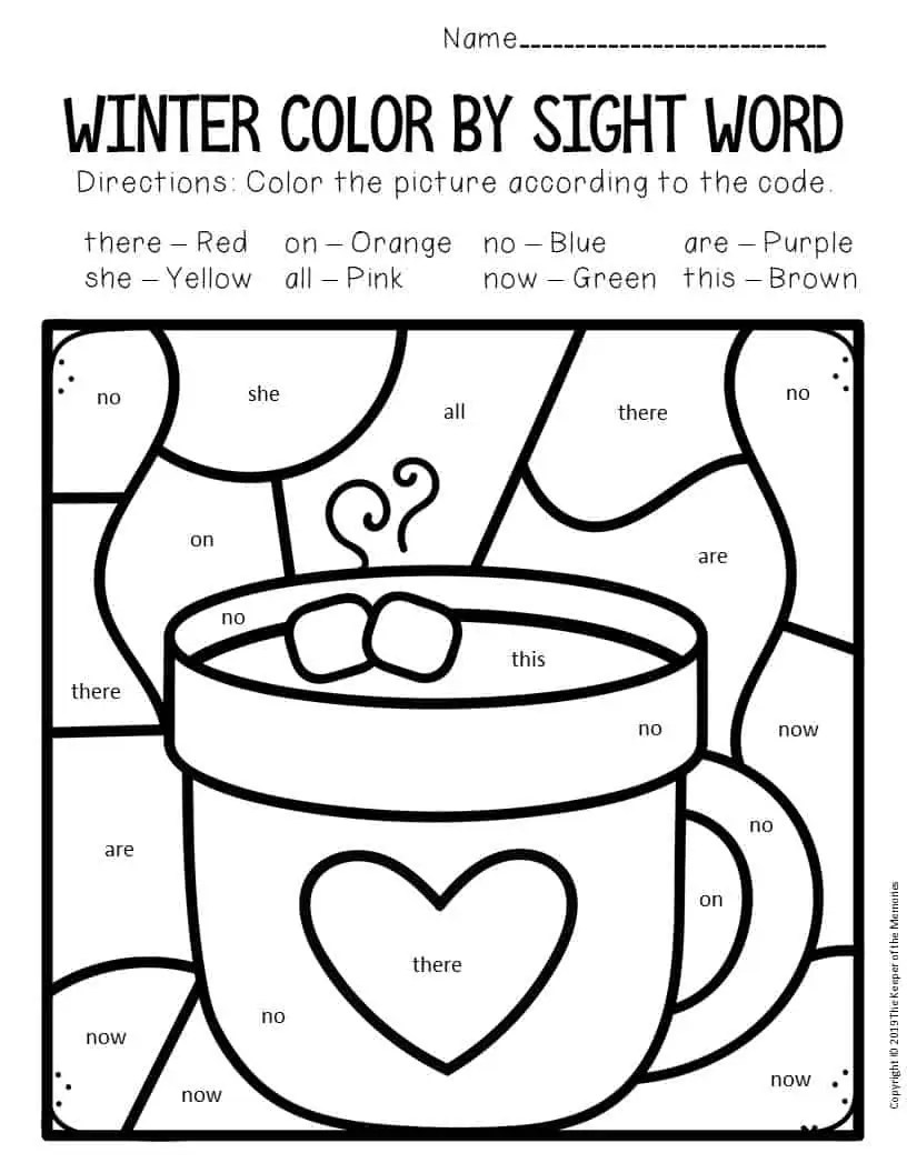 31 Christmas Coloring Pages with Sight Words Printable 6