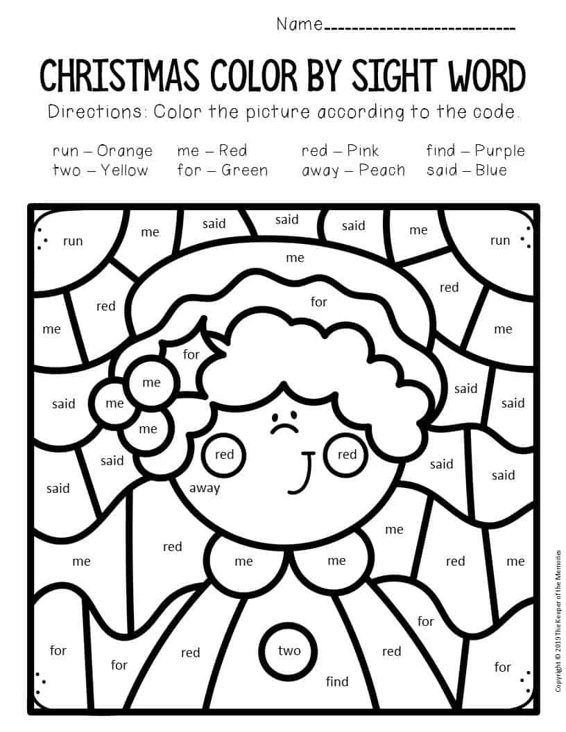 31 Christmas Coloring Pages with Sight Words Printable 8